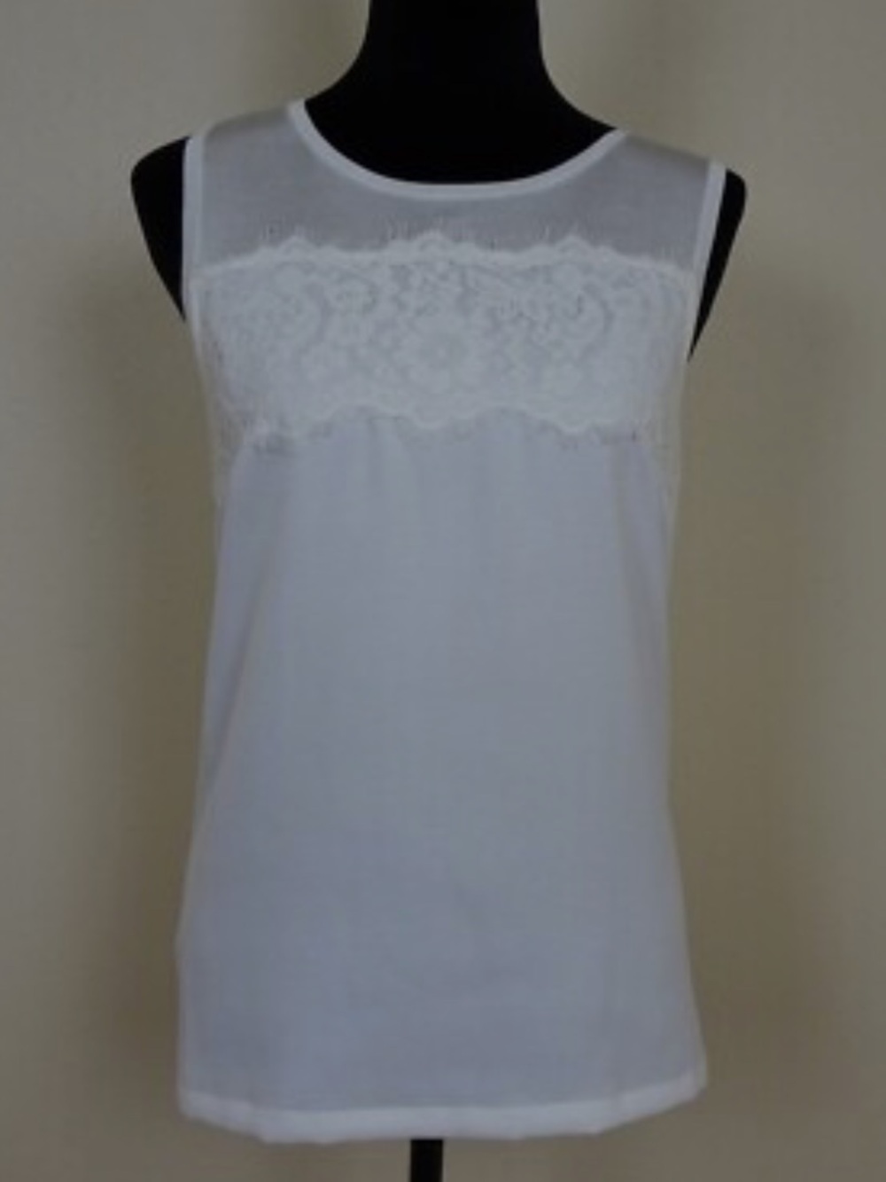 NWT White House Black Market White Lace Panel Sleeveless Top Tank - Size XS